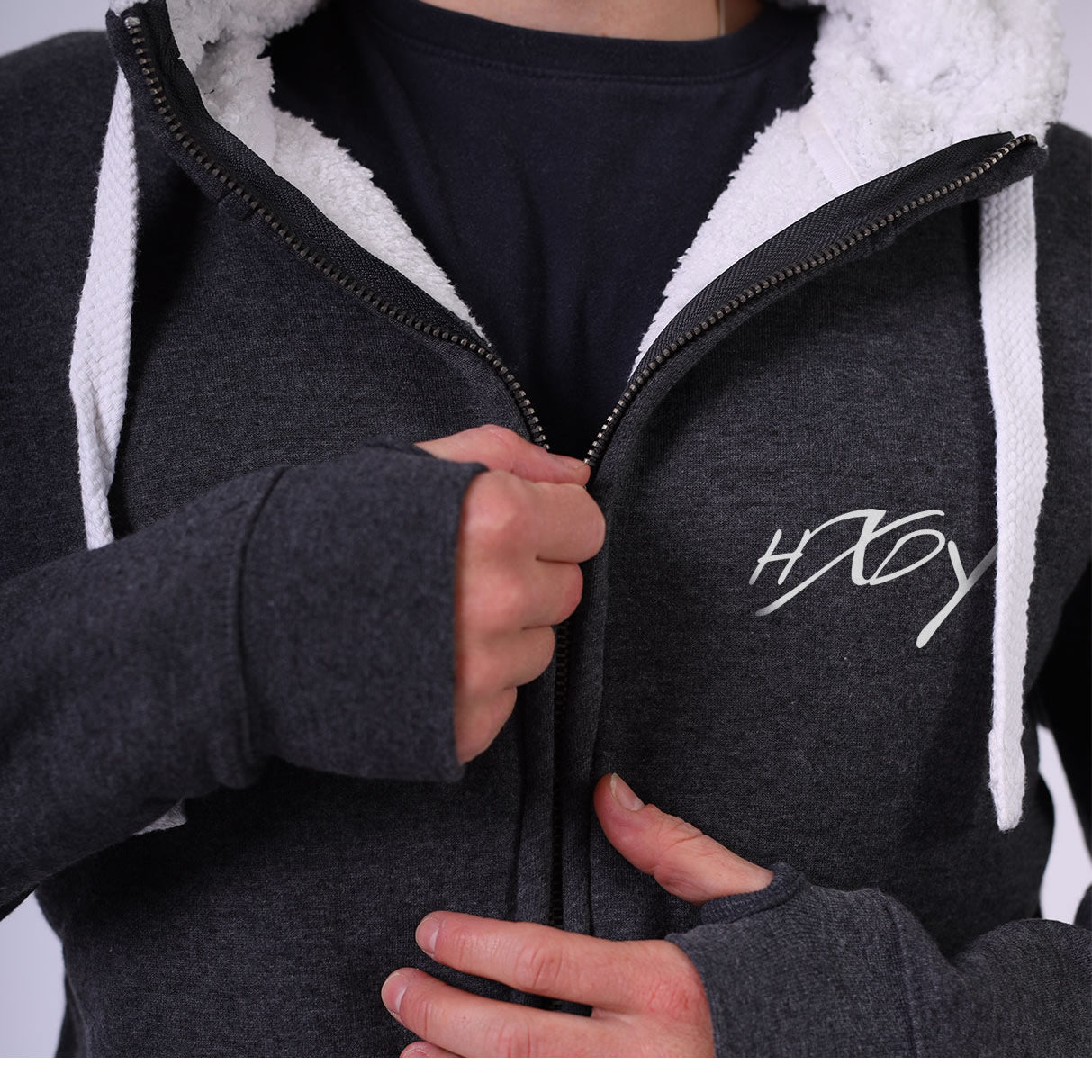 Zip Up Fleece Hoodie Plain